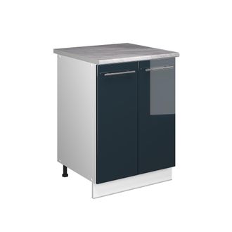 Vicco Mueble Bajo Para Fregadero Fame-line, Azul Oscuro Alto Brillo/blanco, 60 Cm, Vicco