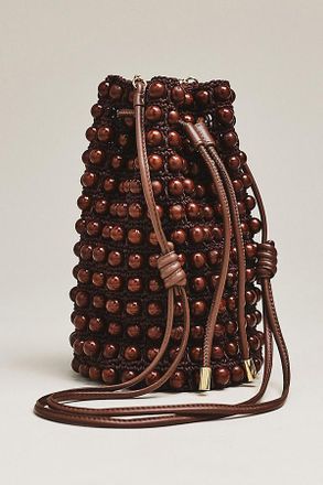 Farm Rio Beaded Macram&eacute; Bucket Bag