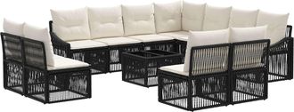 vidaXL Conjunto De Sof&aacute;s De Jard&iacute;n 12 Uds. Negro Rat&aacute;n Sint&eacute;tico Vidaxl
