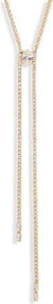 Nordstrom Cubic Zirconia Knotted Y Necklace in Clear- Gold at Nordstrom
