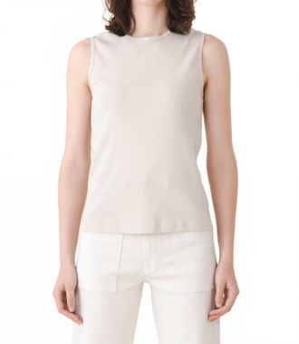 PRAIRIE UNDERGROUND Sleeveless Ribbed Crewneck Tee In Oyster Organic