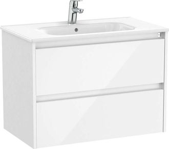 Roca Roca - Pack Unik mueble de 2 cajones + lavabo tenet Color: Blanco brillo - Medidas: 785x460x565 mm