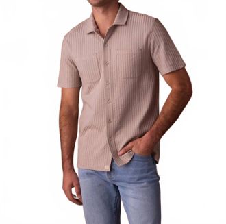 The Normal Brand Knit Getaway Button Up Shirt In Taupe