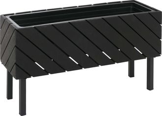 Hhg [nunca Usado] Jardinera Hhg-477, Maceta Para Flores Y Plantas, Para Interior Y Exterior, De Madera De Acacia Con Certificaci&oacute;n Mvg, 36 X 62 X 22 Cm, N