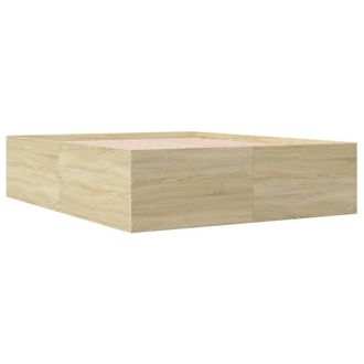 Berkfield Home Modern Bed Frame without Mattress Sonoma Oak 150x200 cm King Size in Light Tan