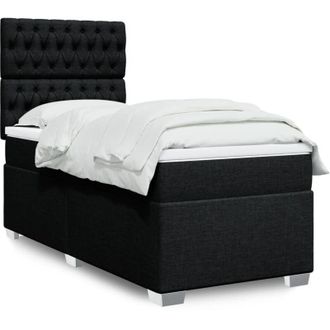 vidaXL Vidaxl - Cama Box Spring Con Colch&oacute;n Tela Negro 90x200 Cm