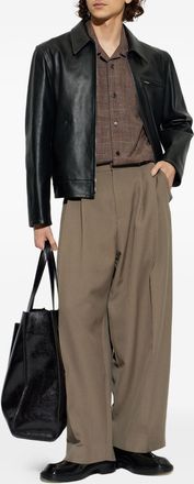 STUDIO NICHOLSON Mens Trousers Lines Green Polyester