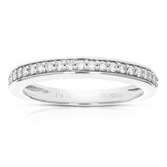 Vir Jewels 1/4 cttw Lab Grown Diamond Wedding Band in Sterling Silver For Women