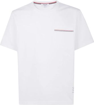 Thom Browne Geborduurde zak tee in zware jersey - Heren - T-shirts - Wit - S - Tops