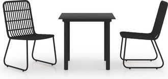 vidaXL Vidaxl - Juego De Comedor Para Jard&iacute;n 3 Piezas Rat&aacute;n Sint&eacute;tico Y Vidrio