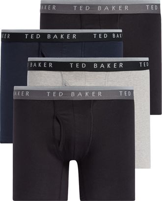 Ted Baker 4-Pack Stretch Cotton Boxer Briefs in Grey /Black at Nordstrom Rack, Size Medium