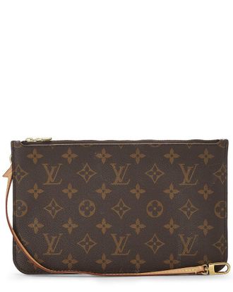 Louis Vuitton Brown Monogram Coated Canvas Neverfull Pouch Nm Mm (Authentic Pre-Loved)