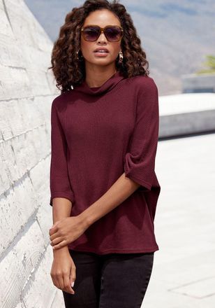 Lascana Womens High Neck Ribbed Top