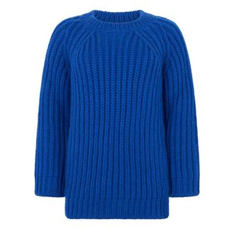 Red Valentino Round-neck Knitwear, female, Blue, Size: XS Round-neck Knit Sweater