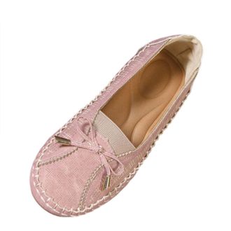 Generic Ladies Loafers Wide Fit Bow Pumps Shoes Round Toe Fashionable Breathable Lightweight Comfortable Casual Slip On Flat Shoes Work Shopping Pink