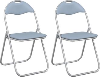 vidaXL Silla Plegable 2 Uds. Cuero Sint&eacute;tico Gris 48 X 43,5 X 81 Cm Vidaxl