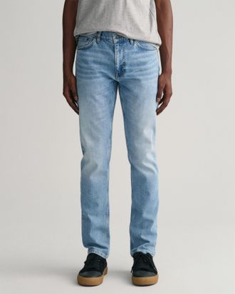 GANT Slim-fit-Jeans GANT SLIM GANT JEANS, Herren, Gr. 29, L&auml;nge 32, blau (light blau vintage), Denim/Jeans, Obermaterial: 97% Baumwolle, 2% Polyester, 1% E