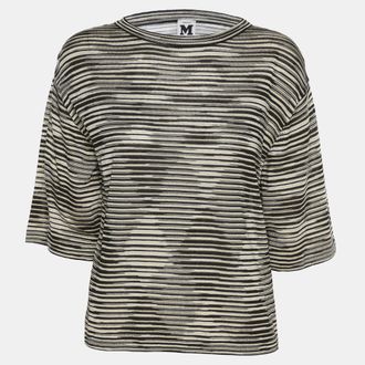 M Missoni Multicolor Stripe Rib Knit Long Sleeve Top