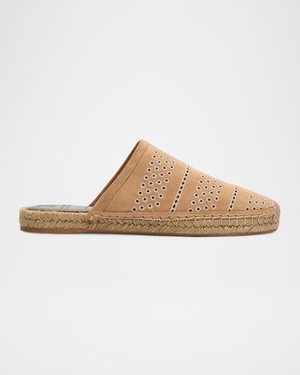 Brunello Cucinelli Embroidered Suede Espadrille Mules