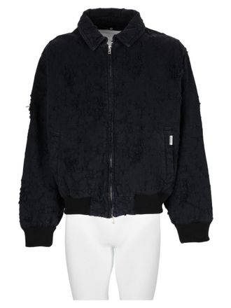 Represent Black Boxy Textured Cotton Down Jacket