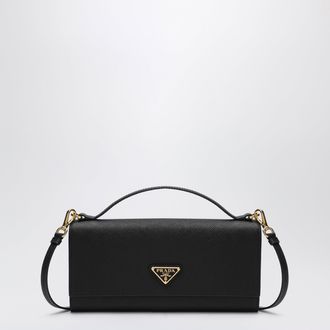 Prada Black Saffiano wallet with shoulder strap