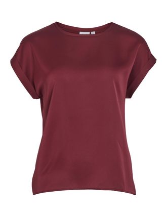 Vila Womens Viellette S/S Satin Top-Noos Short-Sleeved Blouse, Cabernet, 10