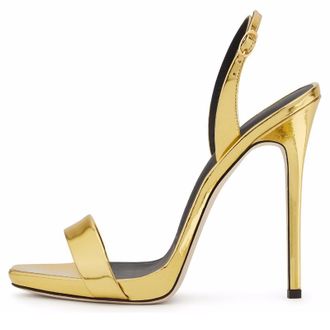 Generic MiaZane Womens Metallic Stiletto Sandals Slim High Heel Peep Toe Dress Heels with Adjustable Slingback for Evening Party & Cocktail Gala,Gold,6.5 UK