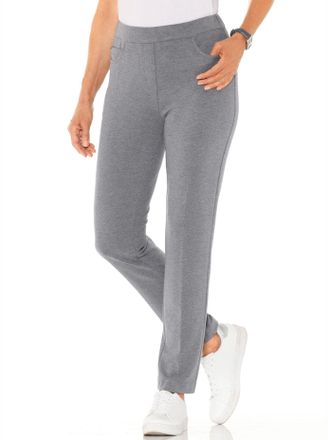 Stehmann Jerseyhose STEHMANN, Damen, Gr. 46, Normalgr&ouml;ssen, grau (hellgrau, meliert), 60% Polyester, 32% Viskose, 7% Polyamid, 1% Elasthan, unifarben, Hosen Je