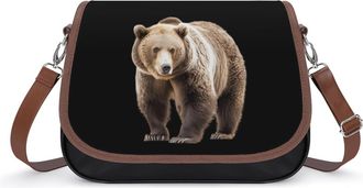 Generic Brown Bear Crossbody Bags for Women Fashion Leather Shoulder Handbags With Adjustable Strap