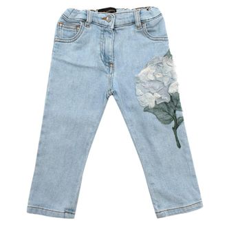 Dolce & Gabbana Girls Denim Flower Embroidered Jeans Size 12-18 Months