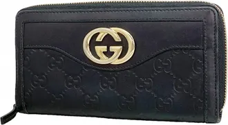 Gucci Black Leather Long Wallet (Bi-Fold) (Pre-Owned)