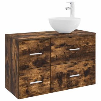 vidaXL Juego De Muebles De Ba&ntilde;o 2 Pcs Roble Ahumado Vidaxl