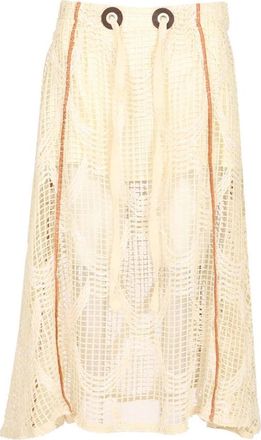 Durazzi Milano Mesh Midi Rok - Dames - Midirokken - Beige - M - Rokken