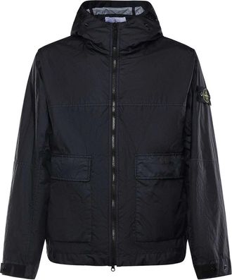 Stone Island Nylon Hooded Jacket With Logo
