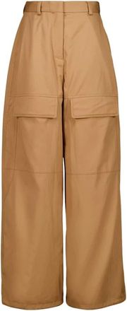 Stella McCartney Wide-Leg Cargo Broek - Dames - Wijde Broeken - Beige - 3XS - Katoen - Broeken