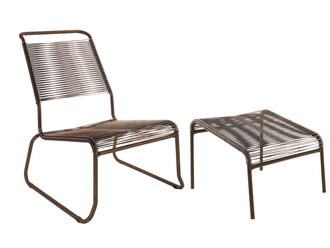 Schubiger M&ouml;bel Spaghetti-Kufen-Lounger-Hochlehner + Hocker S&auml;ntis