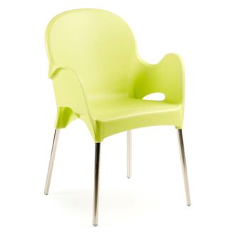 Dmora Silla Exterior Vashti, Silla Apilable, Hecha En Italia Con Brazos, Verde