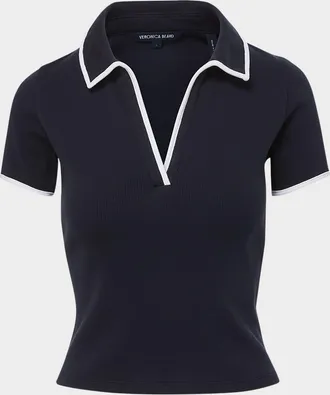 Veronica Beard Kearney Short-Sleeve Polo Tee