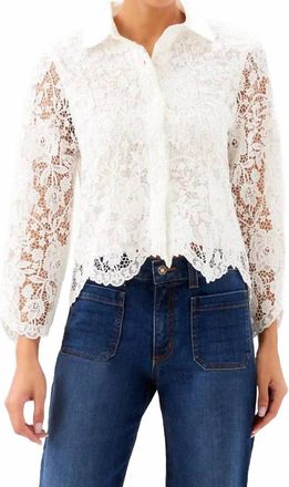 Karen Kane Lace Button Down Soft Jacket In Off White