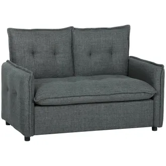 HOMCOM Sof&aacute; de 2 plazas 131 x 75 x 85 cm gris oscuro