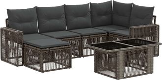 vidaXL Conjunto De Sof&aacute;s De Jard&iacute;n 7 Uds. Gris Y Gris Oscuro Vidaxl