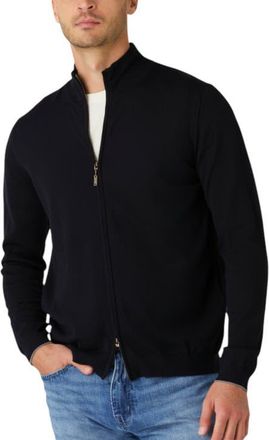 Robert Talbott Dalton Full Washable Merino Zip Sweater in Navy W/gray Tipping at Nordstrom, Size Xx-Large