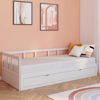 IDMarket Zoya 90 X 190 Cm Sof&aacute; Cama Convertible Blanco 180 X 190 Cm Con 1 Caj&oacute;n De Almacenamiento