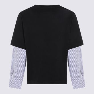 Jil Sander Contrasting Striped Sleeves T-Shirt - Black