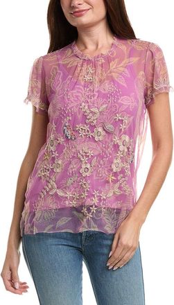 Johnny Was Mazzy Ruffle Neck Blouse