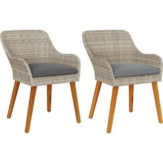 vidaXL Silla De Jard&iacute;n Con Coj&iacute;n 2 Pcs Gris Claro 62.5 X 55 X 82 Cm Vidaxl