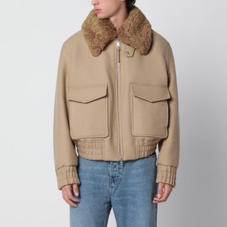 Ami Beige padded wool jacket
