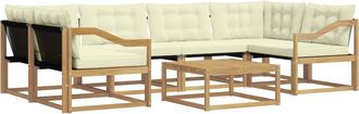 vidaXL Conjunto De Sof&aacute;s De Exterior 7 Uds. Blanco Y Crema Vidaxl