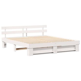 Berkfield Home with Headboard White 200 x 200 cm Solid pine wood