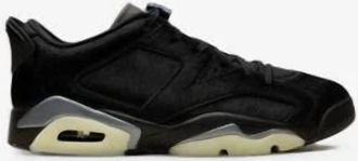 Nike Womens Air Jordan 6 Retro Low Calfskin Sneakers In Black/black